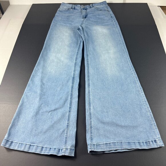By Together Jeans Women's 28x30* Benny High Rise Wide Leg Flare Blue Denim Tag M - Picture 1 of 16